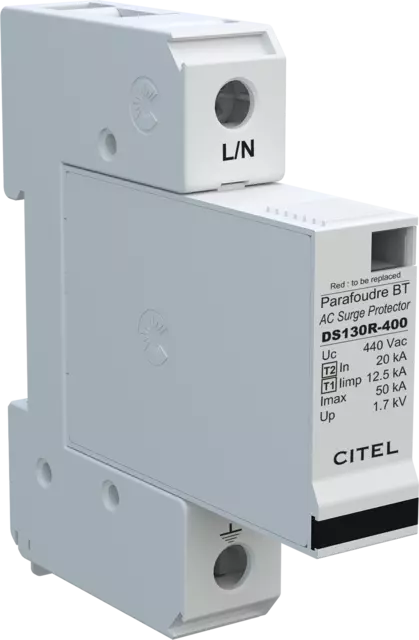 DPS unipolar 230/400V, Tipo 1, Iimp 12,5kA, módulo enchufable, Uc 440V