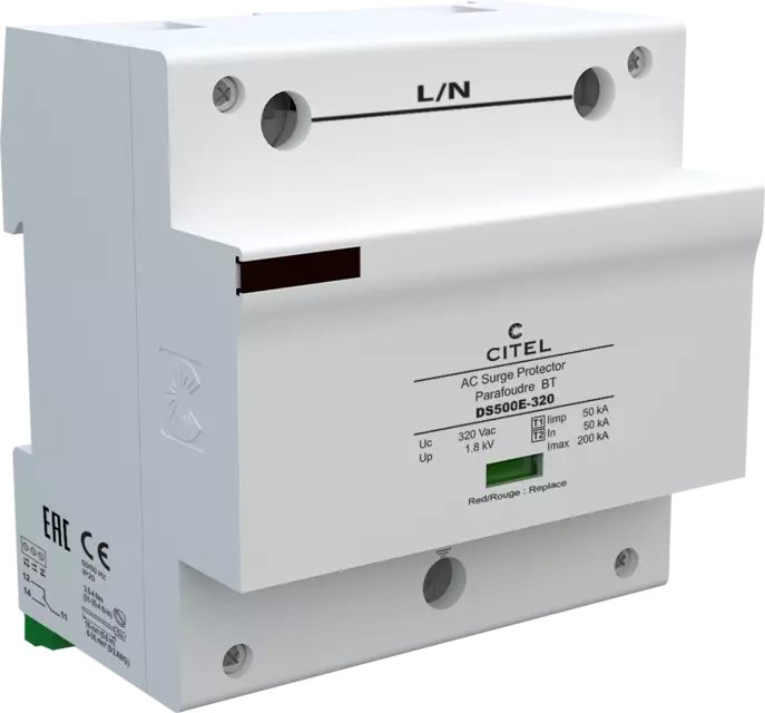 DPS unipolar Tipo 1, Iimp 50kA, señalización remota, Uc 320V
