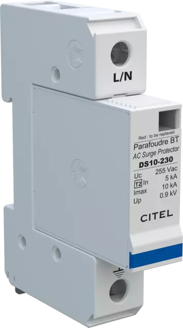 DPS unipolar, Tipo 2, Imax 10kA, módulo enchufable, señalización remota DS11S-120