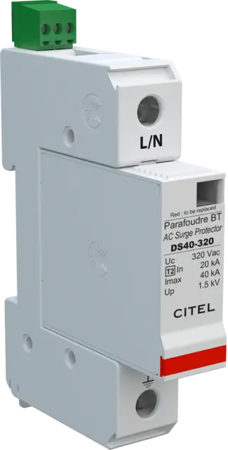 DPS unipolar, Tipo 2, Imax 40kA, señalización remota, Uc 320Vac