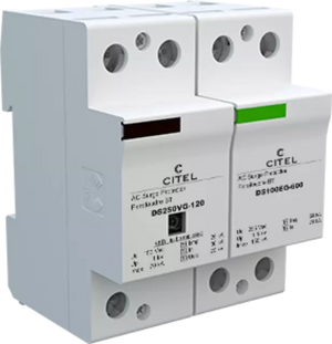 DPS monofásico 120/208V, Tipo 1, Iimp 25kA, señalización remota, protección MC/MD, configuración 1+1, tecnología VG