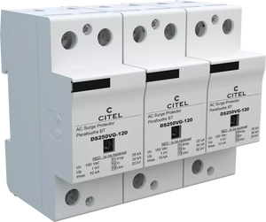 DPS trifásico 120/208V, Tipo 1, Iimp 25kA, señalización remota, protección MC, configuración 3+0, tecnología VG