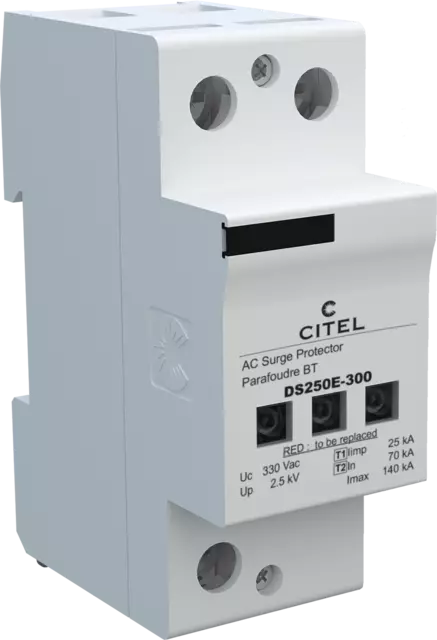 DPS unipolar 230/400V, Tipo 1, Iimp 25kA, señalización remota, Uc 330V