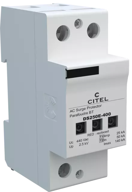 DPS unipolar 230/400V, Tipo 1, Iimp 25kA, señalización remota, Uc 440V