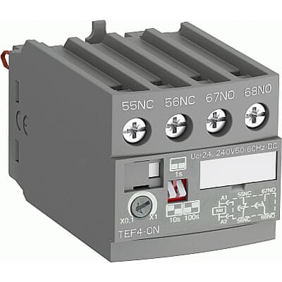 Temporizador al cierre frontal 1NA+1NC 0,1 100s 24 240V AC/DC TEF4-ON (AF09 AF96)