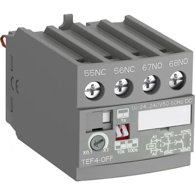 Temporizador a la apertura frontal 1NA+1NC 0,1 100s 24…240V AC/DC TEF4-OFF (AF09 AF96)