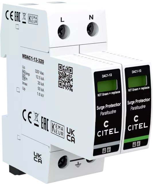 DPS monofásico Tipo 1 configuración 1+1 Iimp 12,5kA, Uc 440Vac, señal remota