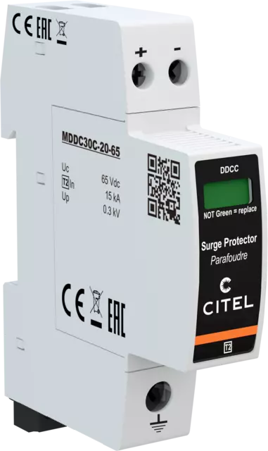 DPS compacto corriente continua, Uc 65Vdc, módulo enchufable, Imax 30kA, señal remota