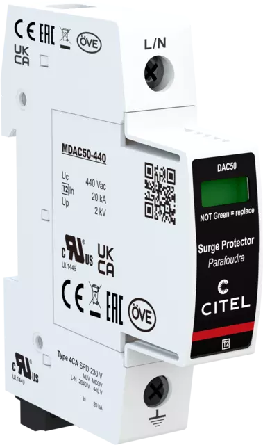 DPS unipolar Tipo 2 Imax 50kA, Uc 440Vac, señal remota