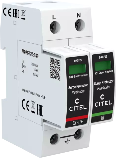 DPS monofásico configuración 1+1 Tipo 2 Uc 320Vac, fusible integrado
