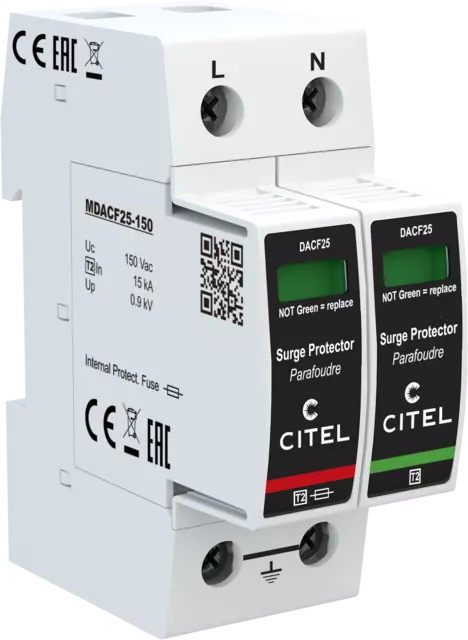 DPS monofásico configuración 1+1 Tipo 2 Uc 150Vac, fusible integrado