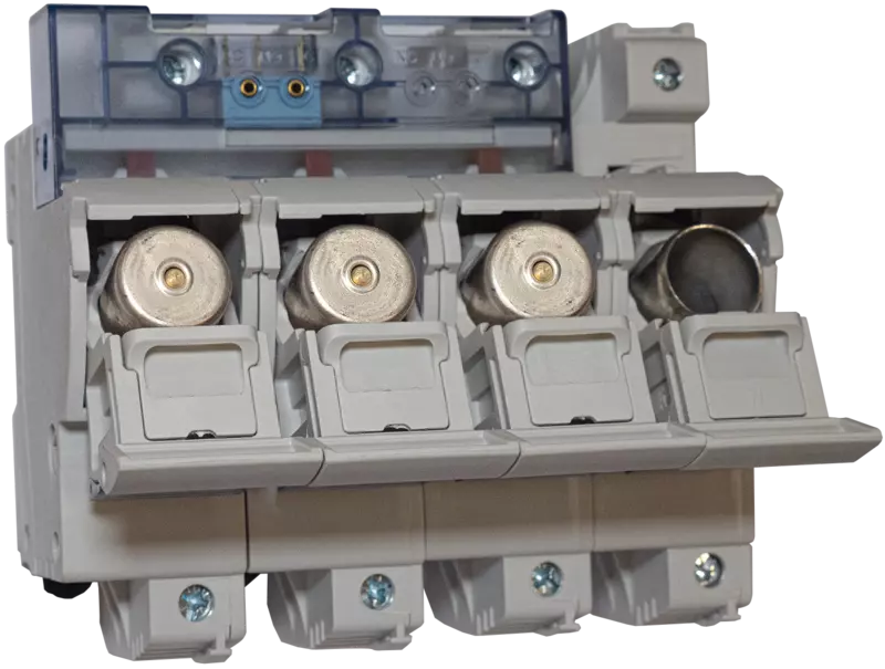 Porta-fusible 3 fases+N (continuidad en N) para SFD1-25, señalización remota + fusibles
