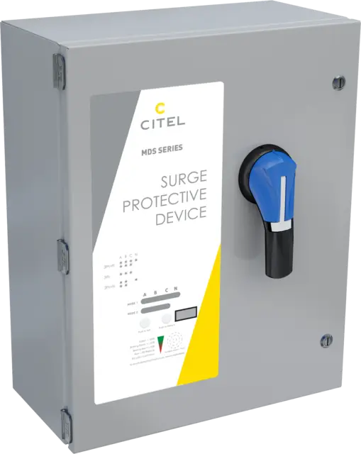 Caja de protección, versión Enhanced: Estándar + seccionador externo + diagnóstico + alarma audible + contador rayos, modular, estrella 347/600V, caja NEMA 4x MDS600E-347Y