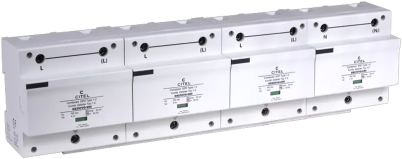 DPS trifásico+neutro 120/208V, Tipo 1, Iimp 50kA, protección MC, señalización remota, configuración 4+0