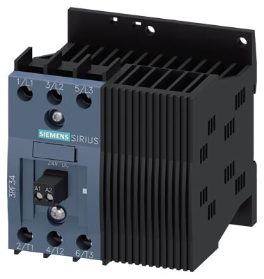 Contactor estático trifásico 3RF3 AC 53 / 16 A / 40C 48-480 V / 110-230 V AC controlado por 2 fases de conmutación instantánea borne de tornillo
