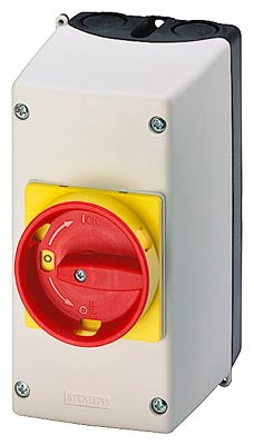 Caja para Guardamotor Parada de Emergencia, Plástica, Bloqueo en Posición 0, IP55, tamaño S2, Permite Contactos Auxiliares