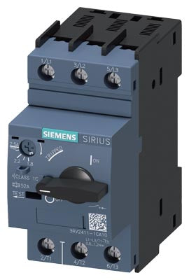 Interruptor Guardamotor tamaño S00 para protección de transformador, Intensidad 1,8 a 2,5 A Cortocircuito 52 A 3RV2411-1CA10