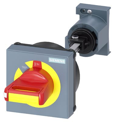 Mando giratorio para montaje en puerta, versión parada de emergencia, eje de 130mm de longitud, compatible con 3RV tamaño S00 a S3.
