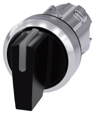 Selector iluminable 22 mm negro muletilla corta 3 posiciones I-O-II