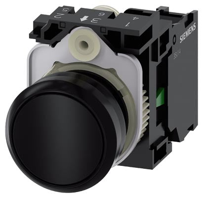 Pulsador no iluminado, momentáneo rasante color negro 1NA, plástico diámetro 22mm