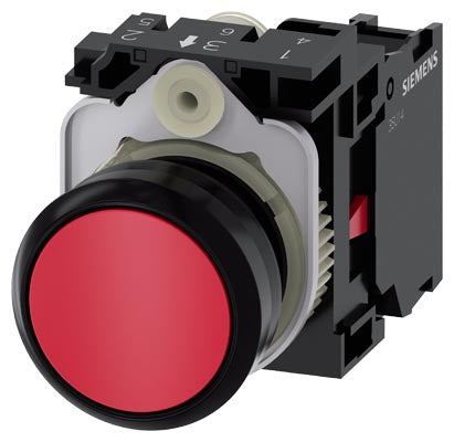 Pulsador no iluminado, momentáneo rasante color rojo 1NC, plástico diámetro 22mm