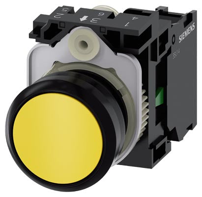 Pulsador no iluminado, momentáneo rasante color amarillo 1NA, plástico diámetro 22mm