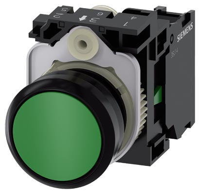 Pulsador no iluminado, momentáneo rasante color verde 1NA, plástico diámetro 22mm