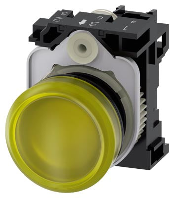 Luz piloto LED color amarillo 24V AC/DC, plástica diametro 22mm
