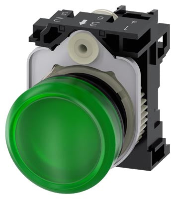 Luz piloto LED color verde 110V AC, plástica diámetro 22mm