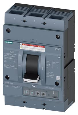Interruptor Automático 3VA6, 3 Polos, Frame 800 Clase H Icu=65kA, ETU350 LSI, In=600A, Ir=240A…600A