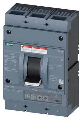 Interruptor Automático 3VA6, 3 Polos, Clase H Icu=65kA, ETU350 LSI, In=1000A, Ir=400A…1000A