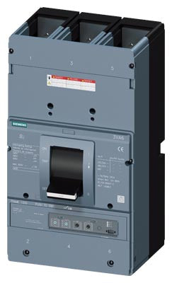 Interruptor Automático 3VA6, 3 Polos, Clase H Icu=65kA, ETU350 LSI, In=1200A, Ir=500A…1200A