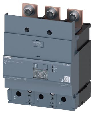 Interruptor diferencial Tipo A, Sensibilidad 0,03…30A, con ajuste de retardo, 3 polos, In=630 A, montaje inferior, compatible con 3VA24