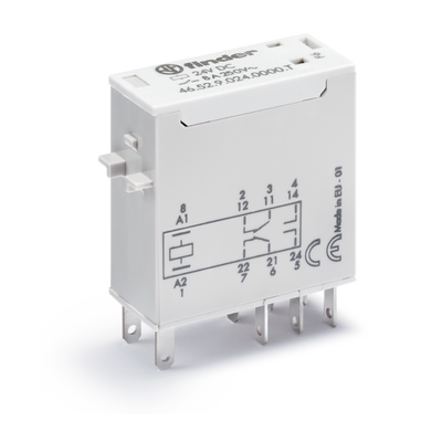 Rele Miniatura 2P. 8 Amp. Bob 12 Vdc pulsador de prueba + indicador mecánico