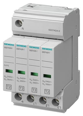 Limitador de sobretensión, Tipo 2, 4 polos, sin señal remota, In/Imax 20/40 kA, para sistema TN-S y TT