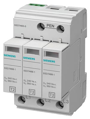 Limitador de sobretensión, Tipo 2, 3 polos, sin señal remota, In/Imax 20/40 kA, para sistema TN-C