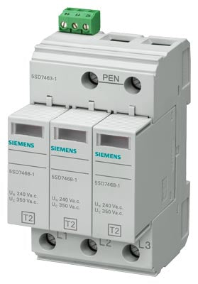 Limitador de sobretensión, Tipo 2, 3 polos, con señal remota, In/Imax 20/40 kA, para sistema TN-C