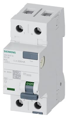 Interruptor Diferencial 2 Polos (1P+N), 300mA, 80A