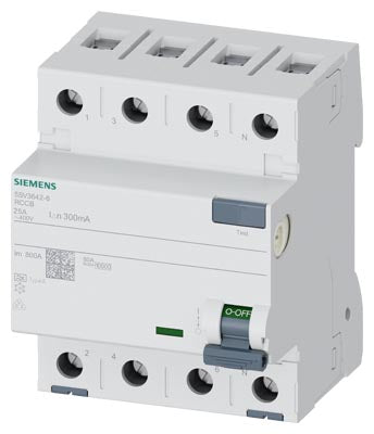 Interruptor Diferencial 4 Polos (3P+N), 300mA, 25A