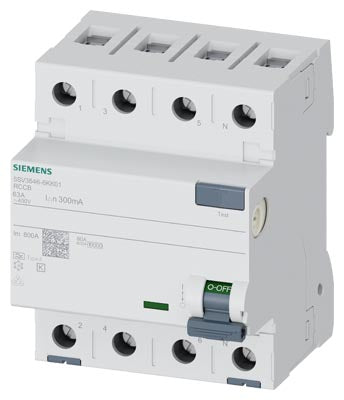 Interruptor Diferencial 4 Polos (3P+N), con retardo breve, 300mA, 63A