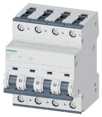 Interruptor Termomagnético 4 Polos, Curva D, 10kA, 10A 5SY4410-8