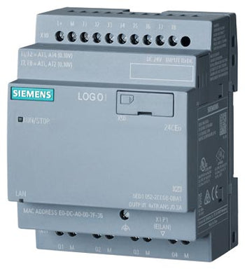 LOGO! 24CEo, módulo lógico, sin display, FA/E/S: 24 V/24 V/24 V trans., 8 DI (4 AI)/4 DO