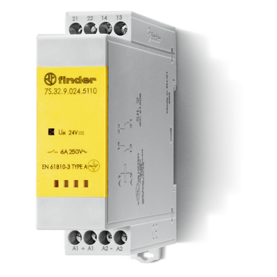 Relé modular con contactos de guia forzada Tipo 7S.34 (1NA + 1NC) 6A