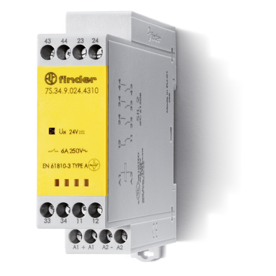 Relé modular con contactos de guia forzada Tipo 7S.34 (2NA + 2NC y 3NA + 1NC) 6A