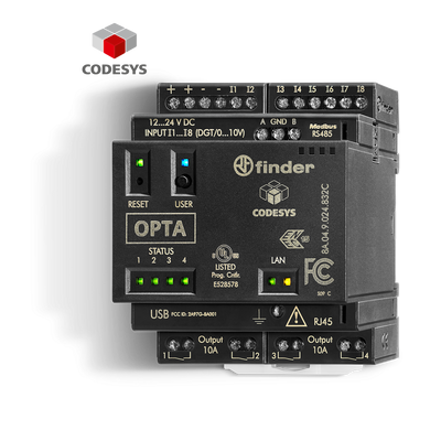OPTA ADVANCED 8A, 8 DI o AI, 4 NA. 10A. RJ45, MODBUS, RS485, WIFI, BLE