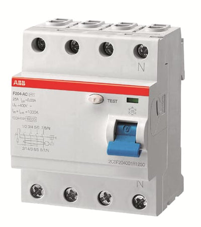 Int. Diferencial F204 AC-40/0,03, Tipo AC 4P 40A 30mA