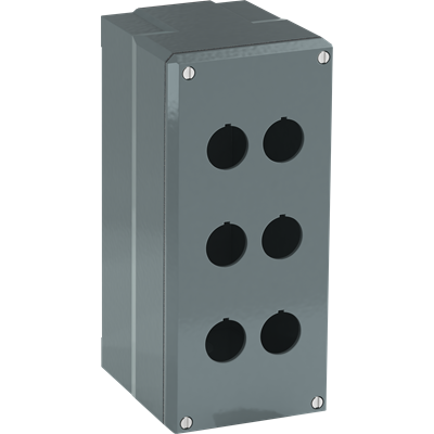 6-HOLE ENCLOSURE NORMAL SOCLE WITH HOLES WITH CONDUIT ENTRY GREY ALUMINUM