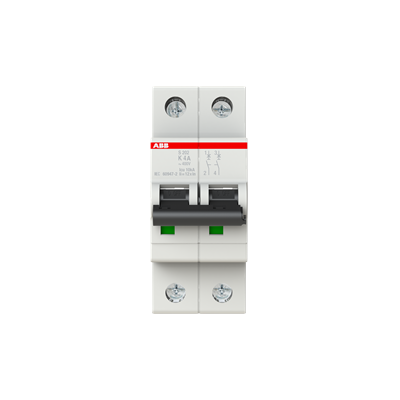 Int. Automatico S202-K4, 2P 4A Curva K 6.000/10kA