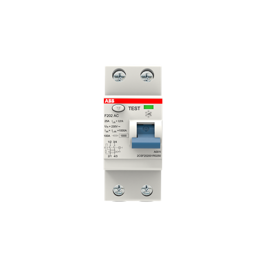 Int. Diferencial F200 Tipo AC 2P 25A 10mA