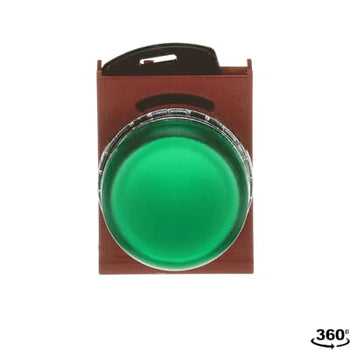 Cabezal piloto verde con cuerpo y tuerca
